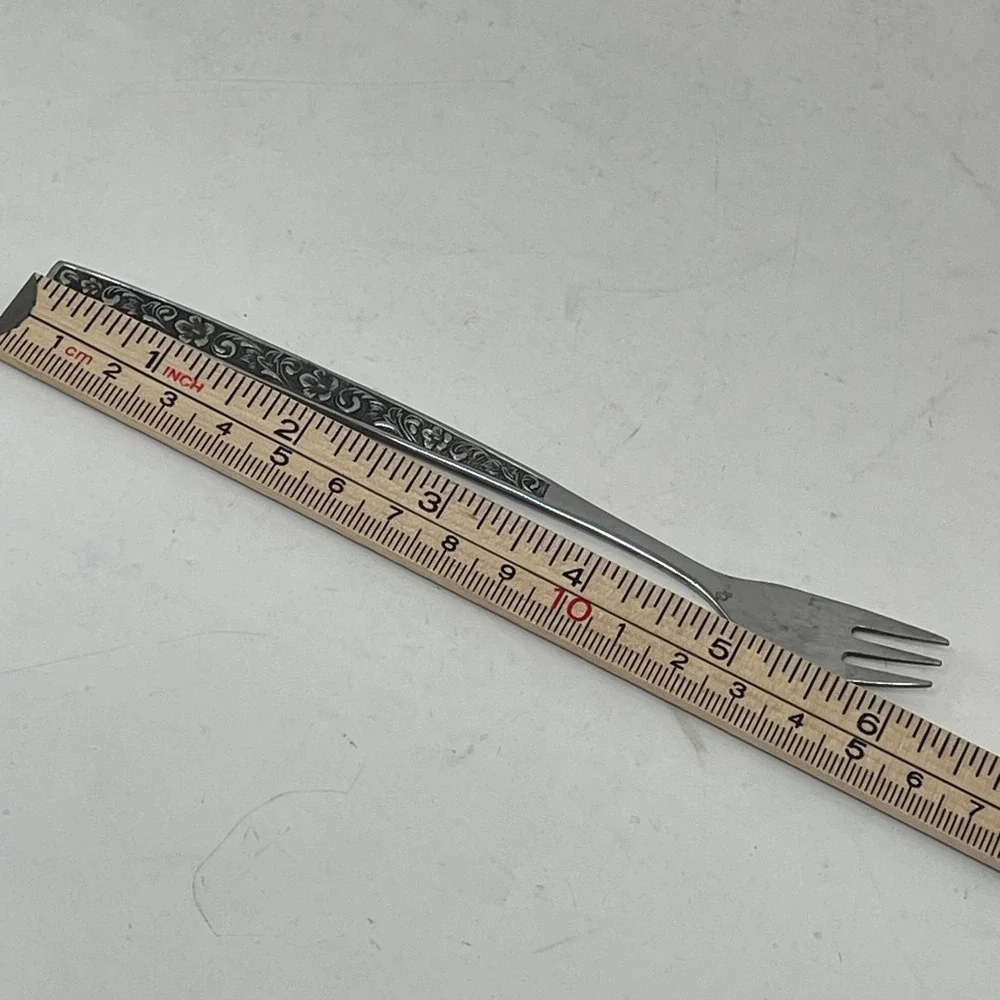 Northland Stainless Korea Floral Scroll Cocktail Seafood Forks Set of 3 Vintage